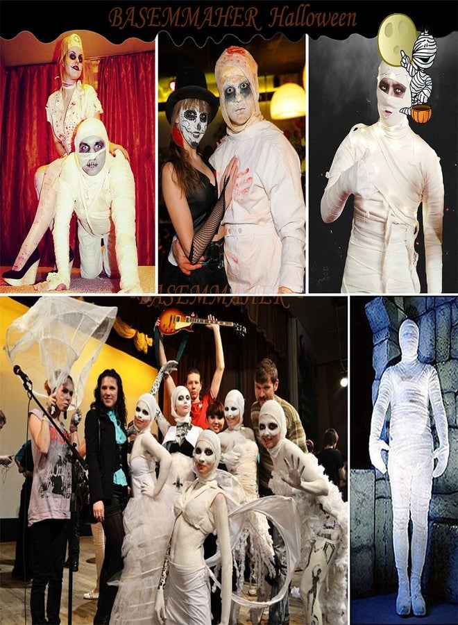 BASEMMAHER 6 Rolls Halloween Mummy Bandage Wrap for Party Photo, Zombie Stretch Self Adherent Cohesive Wrap Rolls Athletic Gauze Bandage Tape for Women Men Cosplay Costume Wrap Halloween Decoration Accessories - Image 4